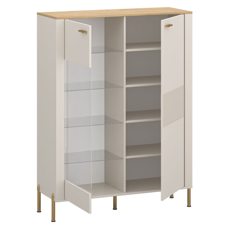 Nízka vitrína, 116cm, kašmír, dub kamenný, RUNOL 1D1W