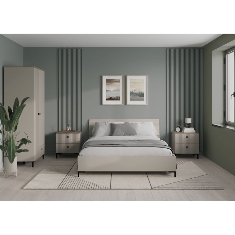 Manželská posteľ, 160x200, s roštom, sivohnedá Taupe, DOMCA