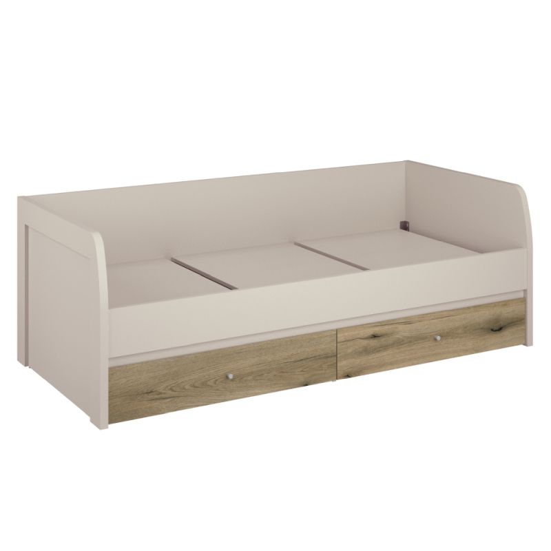 Posteľ, 90x200, s roštom, kašmír, dub evoke, KAROS 2S