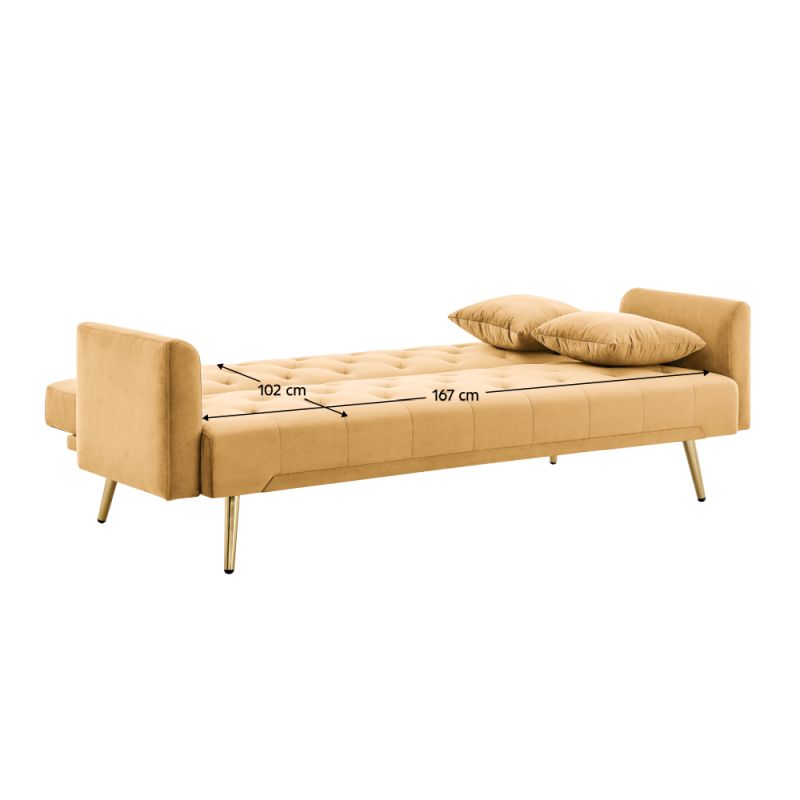 Rozkladacia pohovka, horčicová látka, gold chróm zlatý, ALISIA