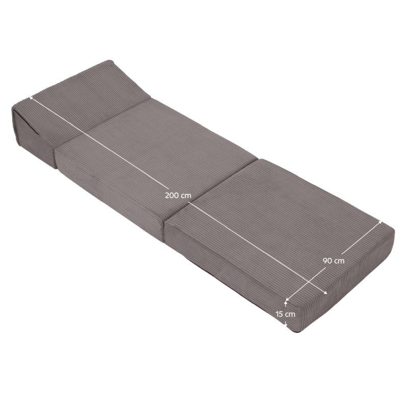 Skladací matrac, kreslo, 2v1, sivá látka, MALEN