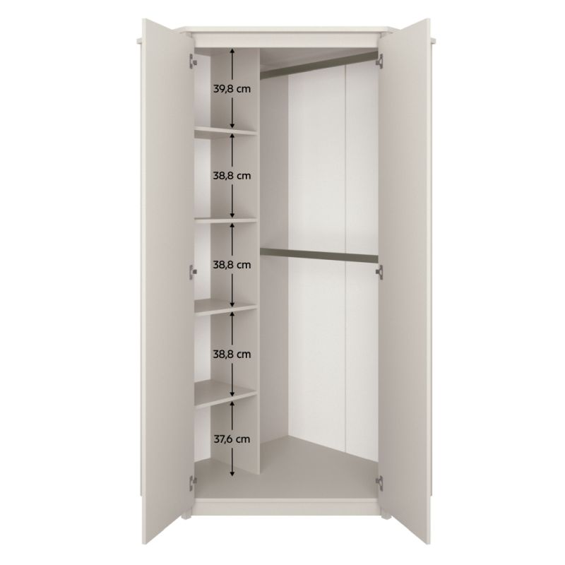 Rohová skriňa, 97cm, kombinovaná, kašmír, KAROS 2D