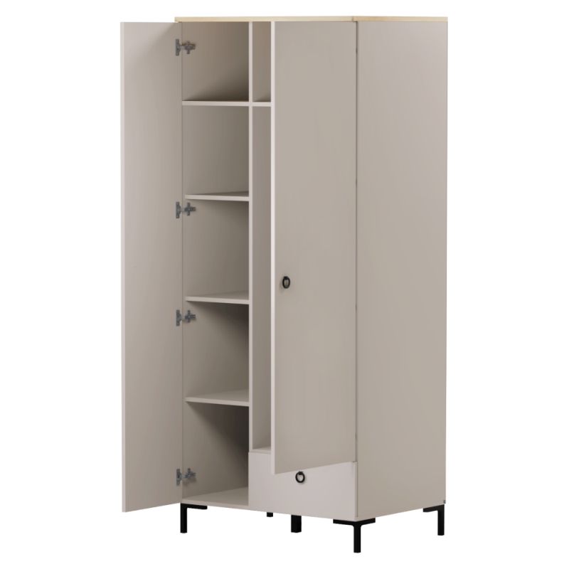 Skriňa, 86cm, kombinovaná, sivohnedá Taupe, dub silverjack, DOMCA 2D1S