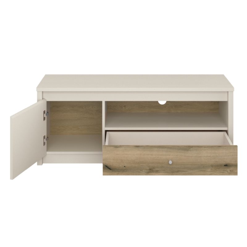 TV stolík, 126cm, kašmír, dub evoke, KAROS 1D1S