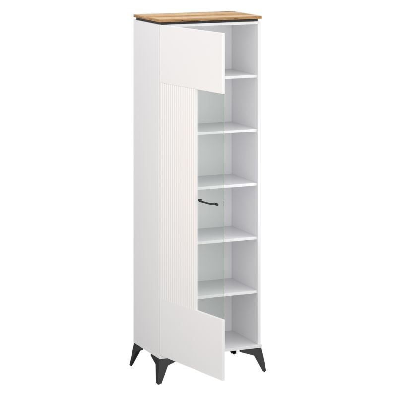 Vitrína, 67cm, biela, dub evoke, VELIS 1D