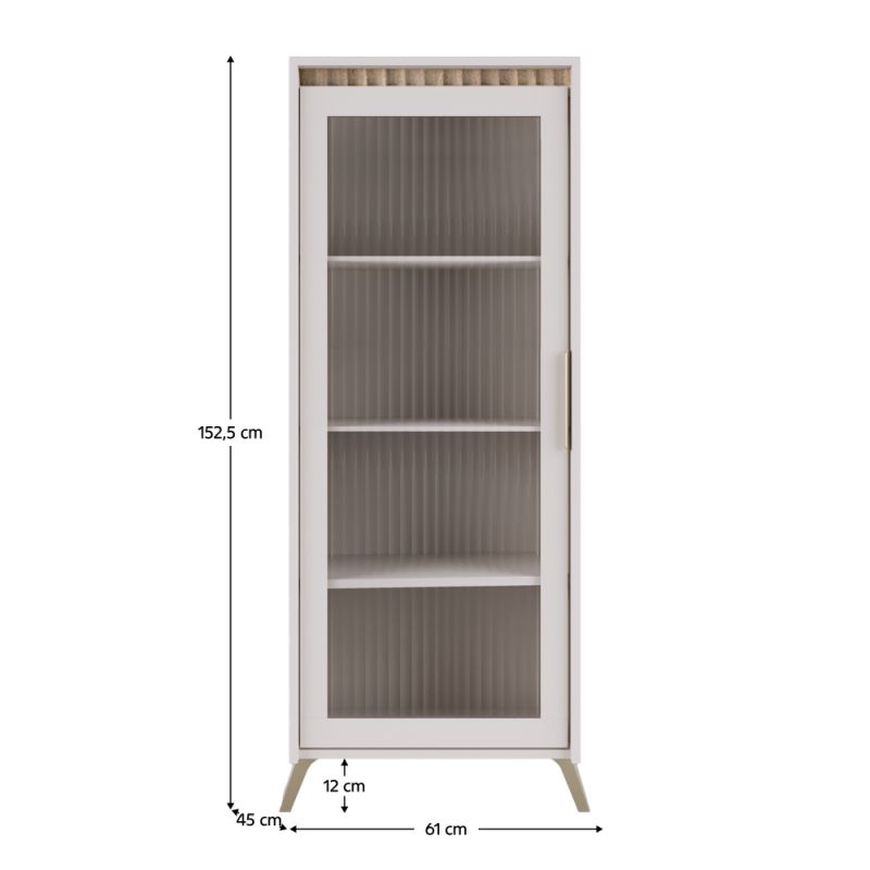 Vitrína, 61cm, kašmír, dub sonoma, LONGY REG1W
