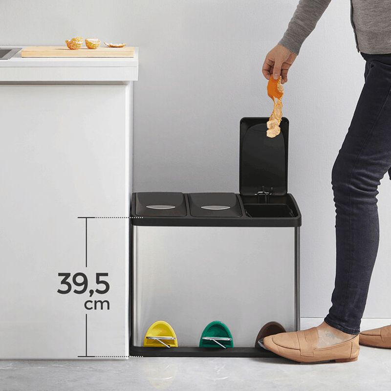 Kôš na odpadky, 47cm, plast, strieborný, AUK-E1124 CR