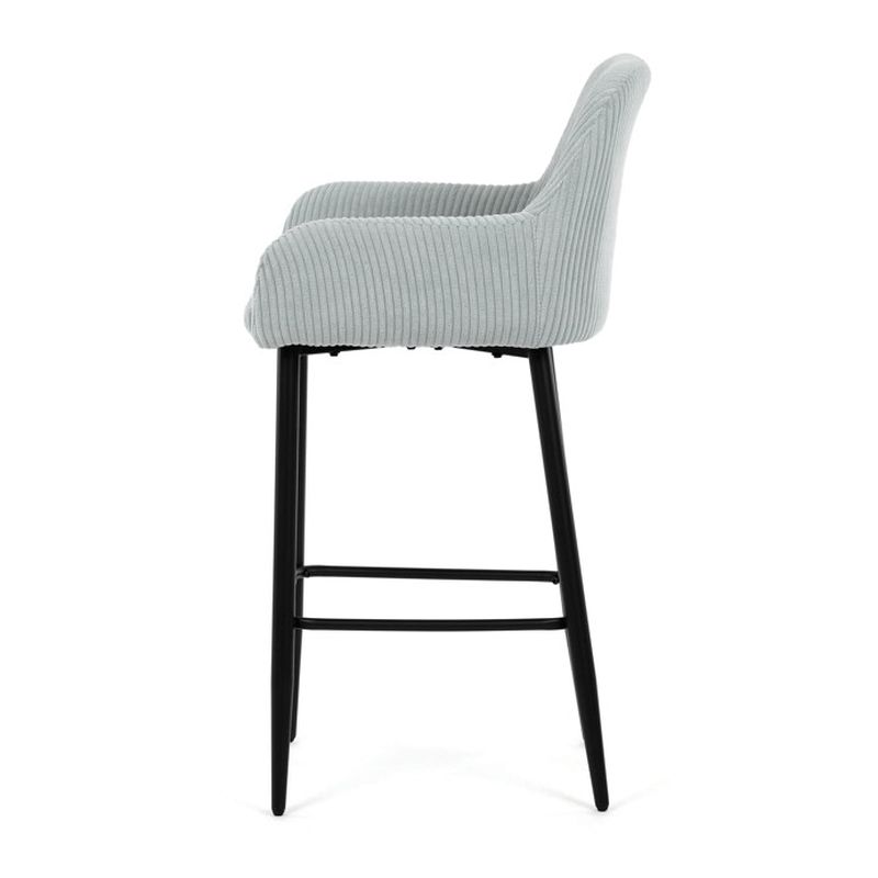 Barová stolička, modrá látka, nohy čierne, AUB-V4009 BLUE6