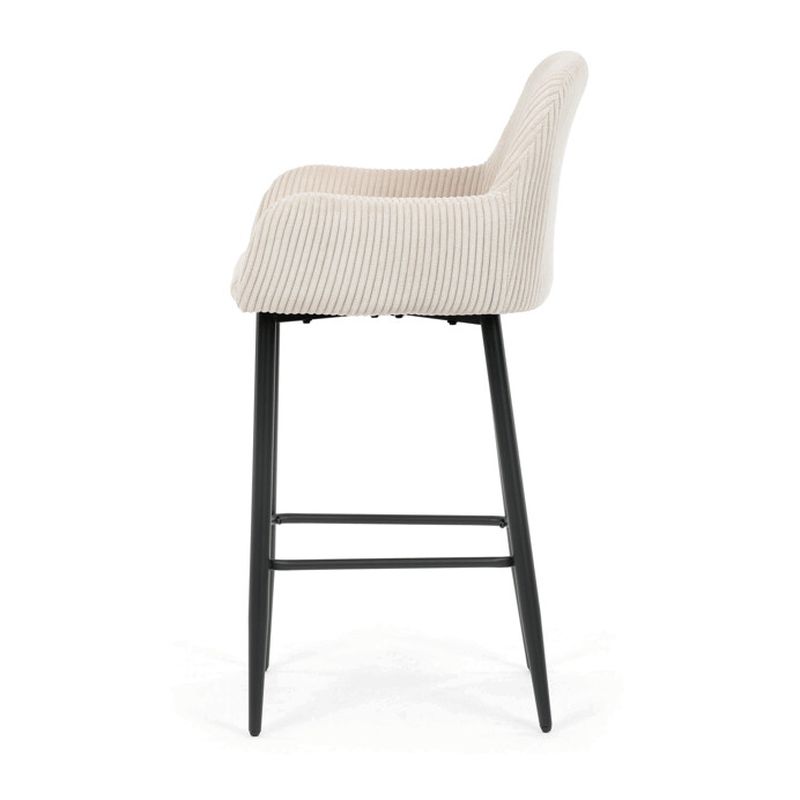 Barová stolička, béžová látka, nohy čierne, AUB-V4009 CRM6