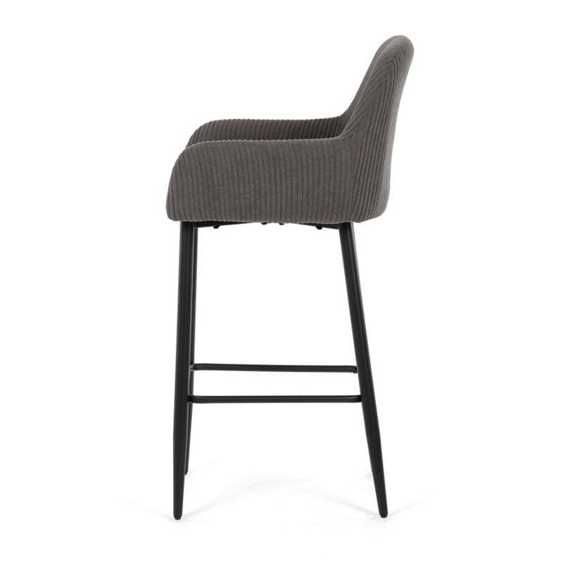 Barová stolička, sivá látka, nohy čierne, AUB-V4009 GREY6