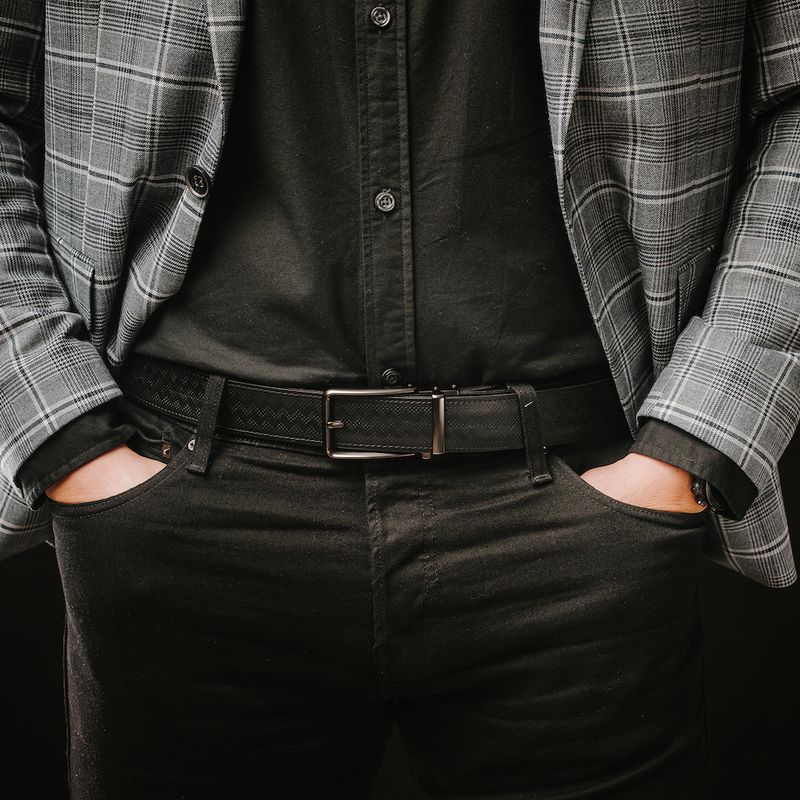 Kožený opasok BLACK CLOSE, Čierny