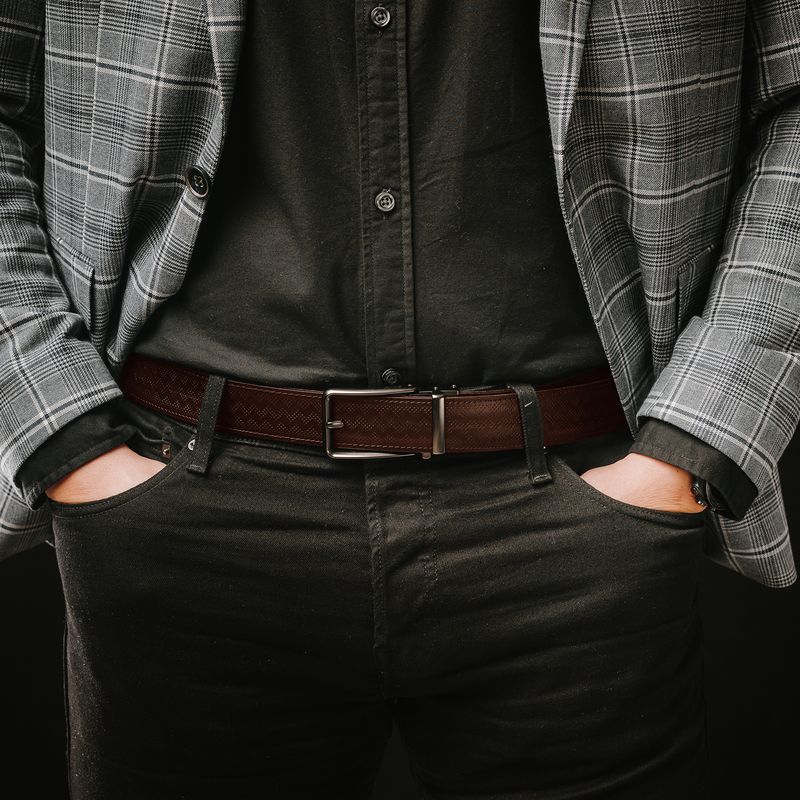 Kožený opasok BLACK CLOSE, Tmavo hnedý