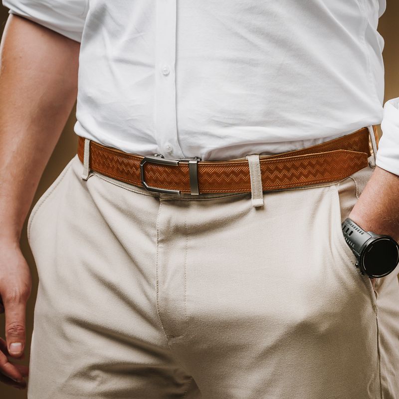 Kožený opasok NICKEL GAP – automatická pracka, limitovaná edícia (koňakový)