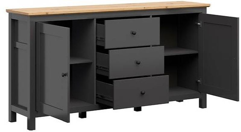 Komoda,186cm, grafit, dub artisan, HESEN KOM2D3S