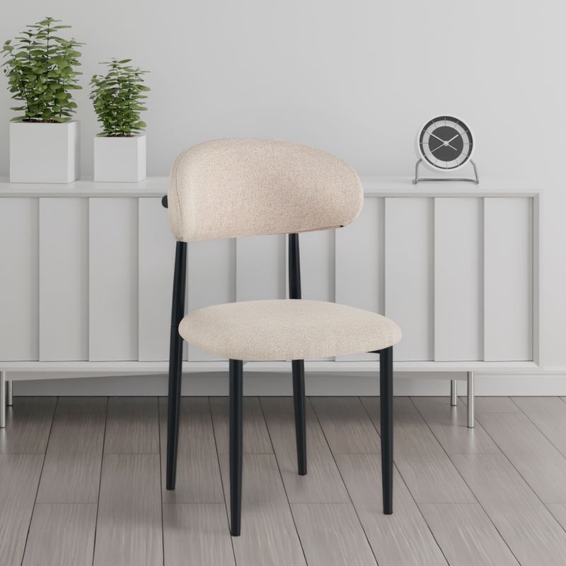 Jedálenská stolička, béžová látka, nohy kov čierny, ZAJDA TYP 1
