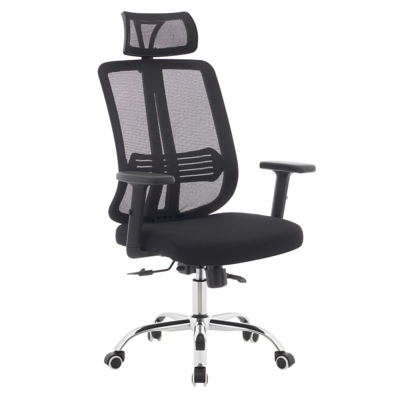 Kancelárske kreslo, čierna látka, sieťovina, chróm, DUVAL