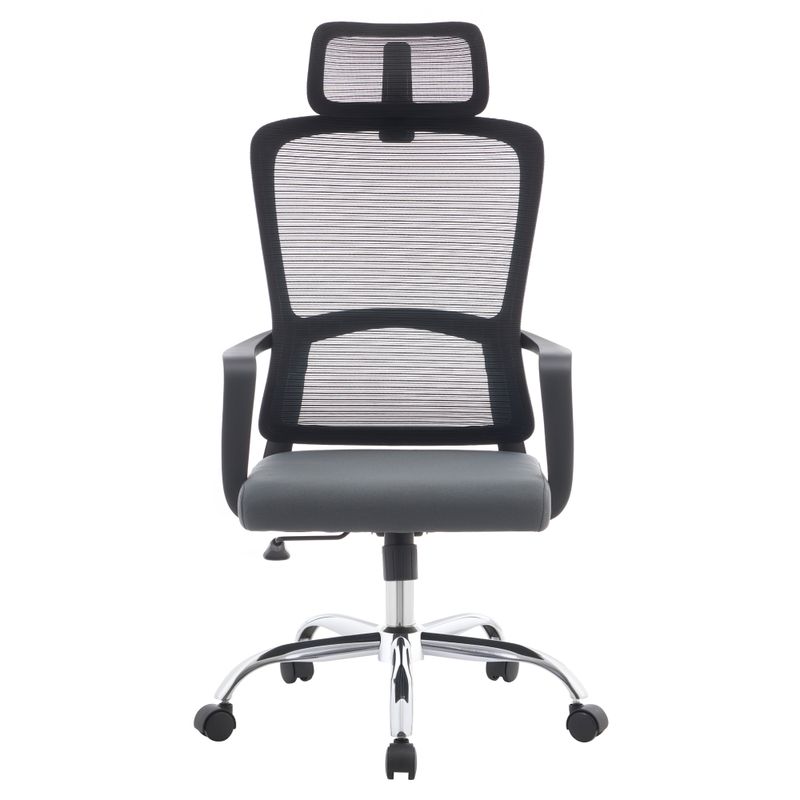 Kancelárske kreslo, sivá látka, čierna sieťovina, chróm, RANDY