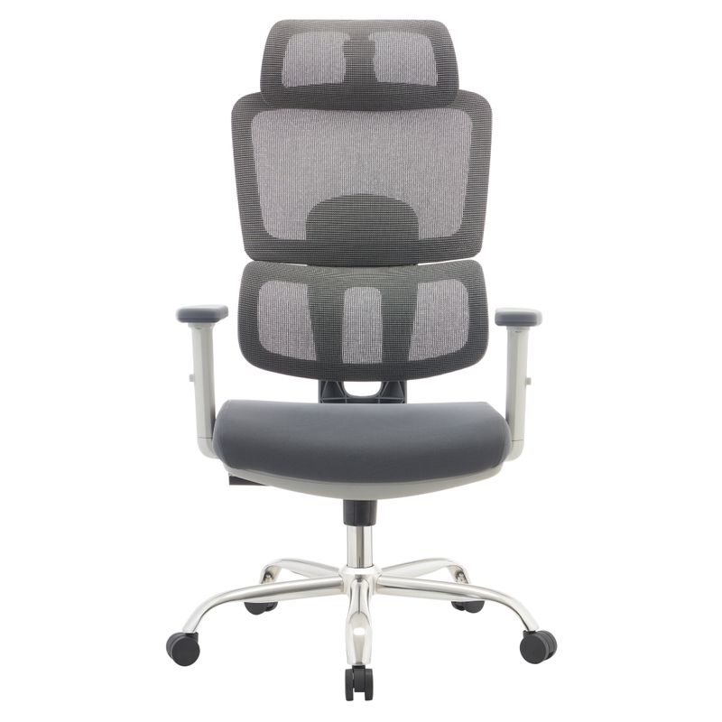 Kancelárske kreslo, sivá látka, sieťovina, chróm, BYRON