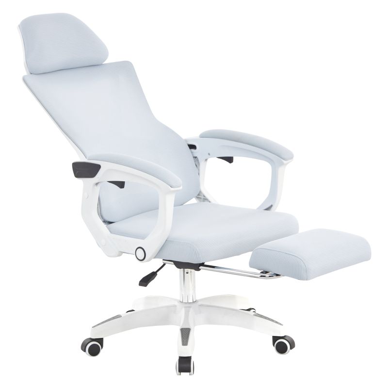 Kancelárske kreslo s podnožkou, svetlosivá sieťovina, biela, MALVIN