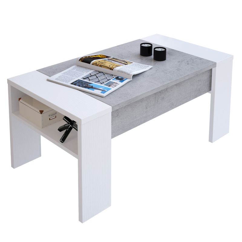 Konferenčný stolík, 98x50cm, biely, betón, PULA
