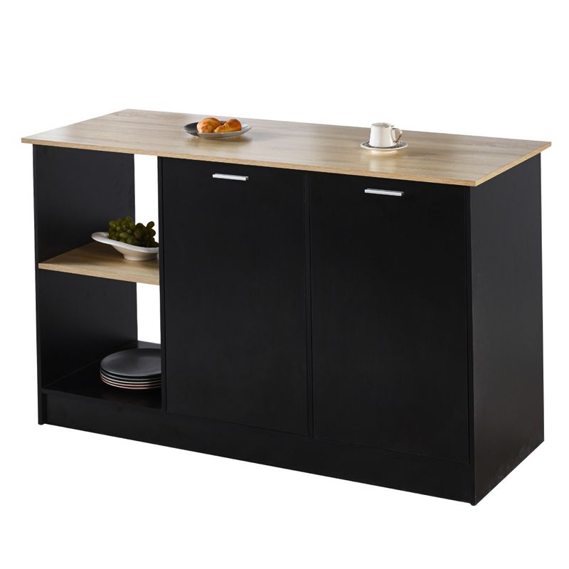 Kuchynský ostrovček, 150x60 cm, dub, čierny, POMPEJ