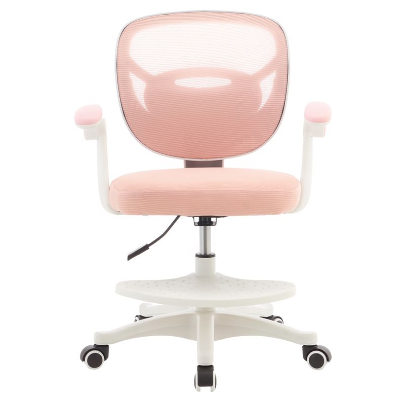 Otočná stolička, ružová sieťovina, biela, TREXA