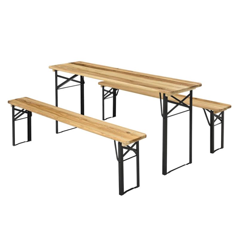 Pivný set 1+2, drevo prírodné, kov čierny, LORIS