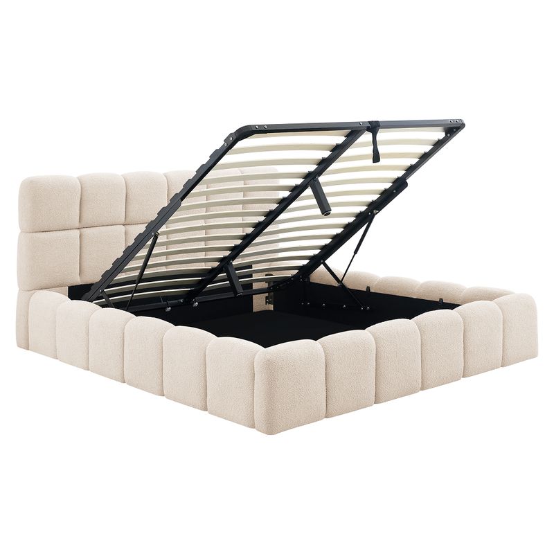 Manželská posteľ, 160x200, s roštom, béžová látka, SORELA