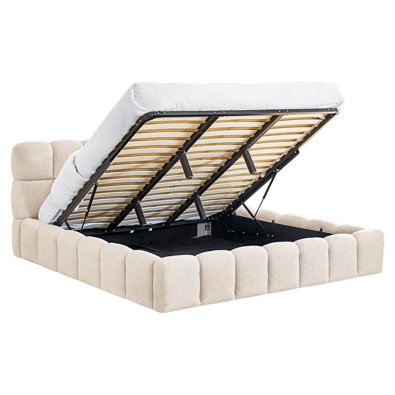 Manželská posteľ, 180x200, s roštom, béžová látka, SORELA