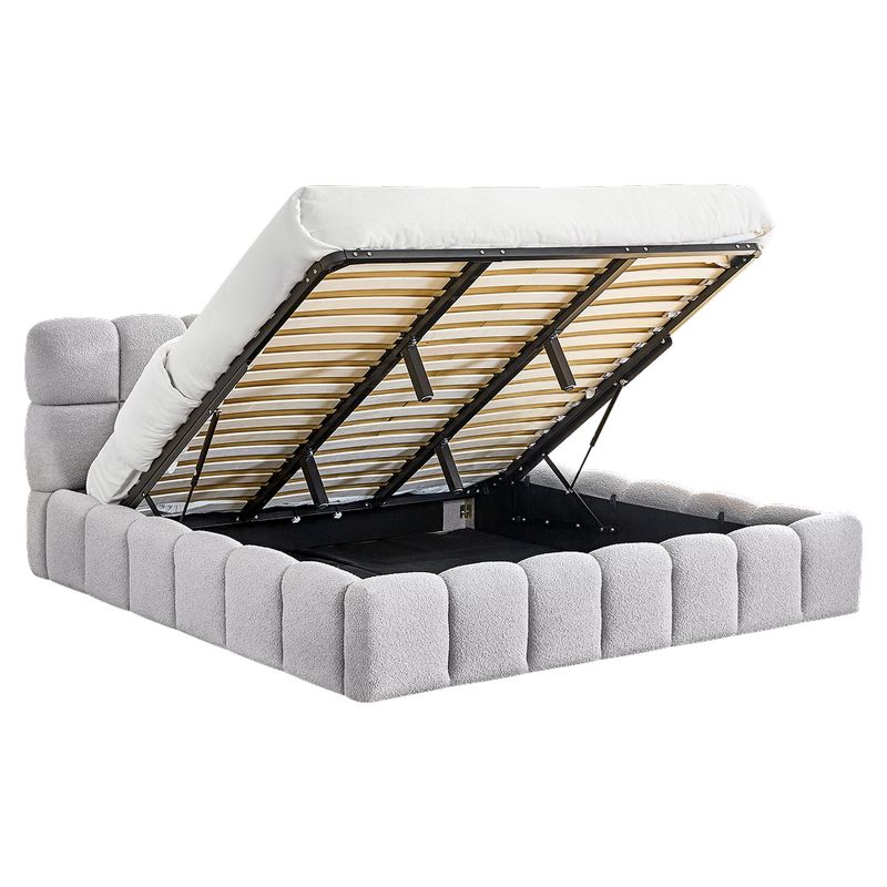 Manželská posteľ, 200x200, s roštom, sivá látka, SORELA