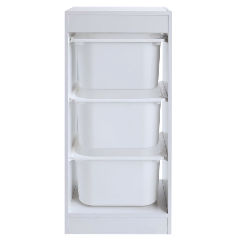 Regál s úložnými boxami, 42cm, biely, DUVAN