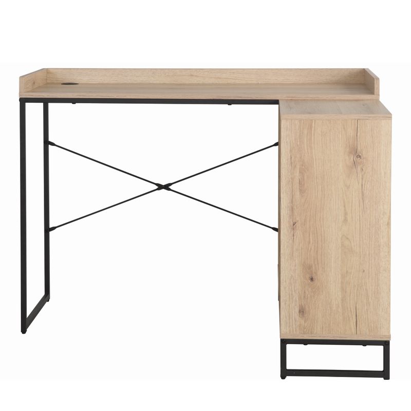 Rohový PC stôl, 110x88cm, dub, čierny, ULOSTOL