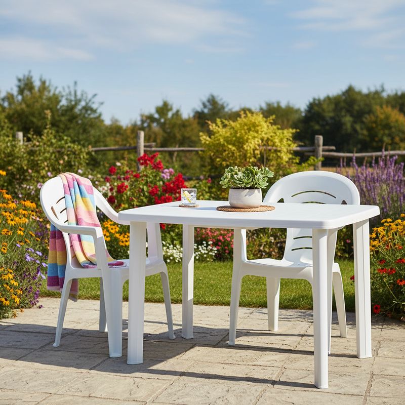 Záhradné stohovateľné kreslo, biely plast, KESIA