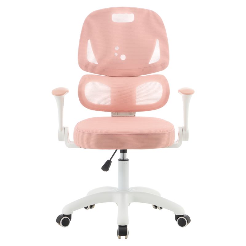 Otočná stolička, ružová sieťovina, biely plast, LISTER