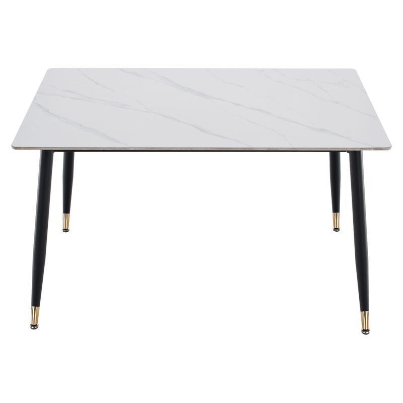 Jedálenský stôl, 121x71cm, keramika, biely mramor, čierny, zlatý, FLORENC TYP 1
