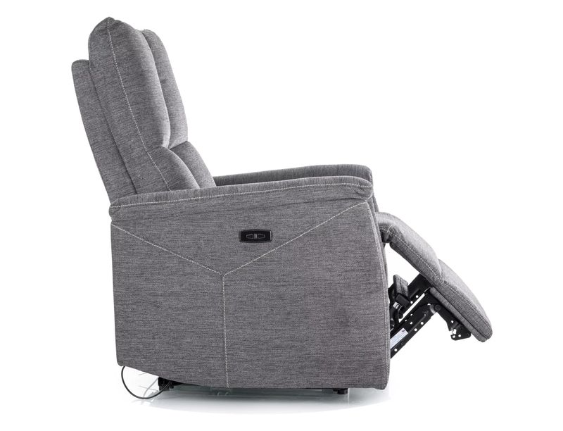 Relaxačné kreslo, elektricky polohovacie, tmavosivá látka brego, NEPTUN BREGO