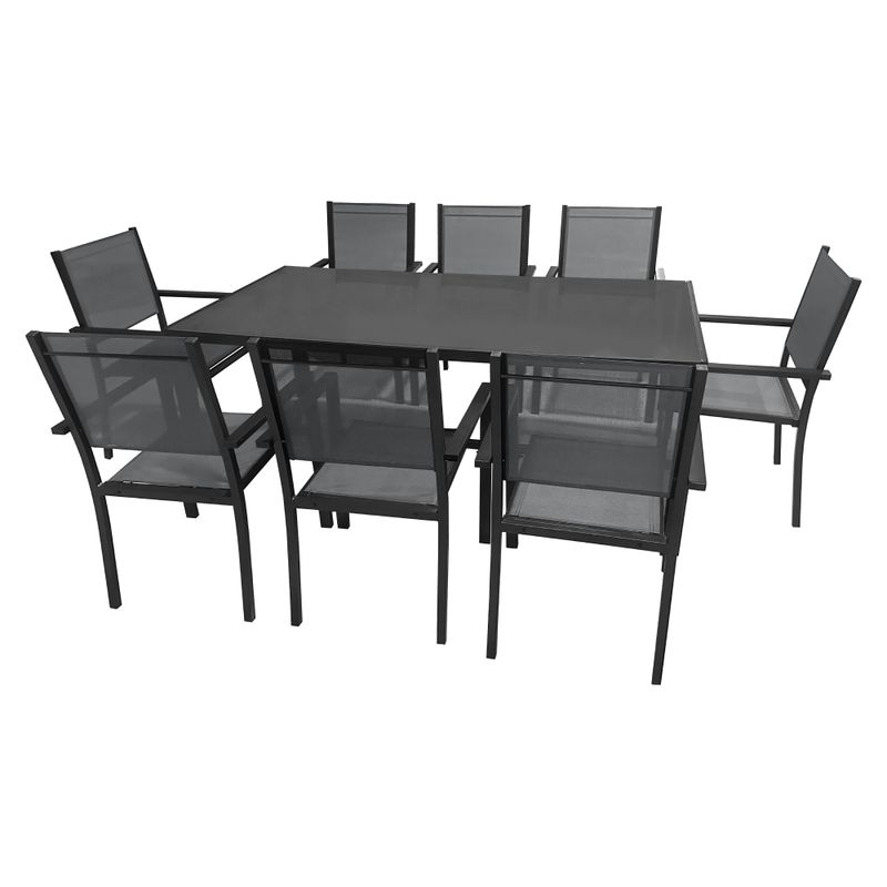 Záhradný 9-dielny set, sivý, čierny, hliník, KESIOS