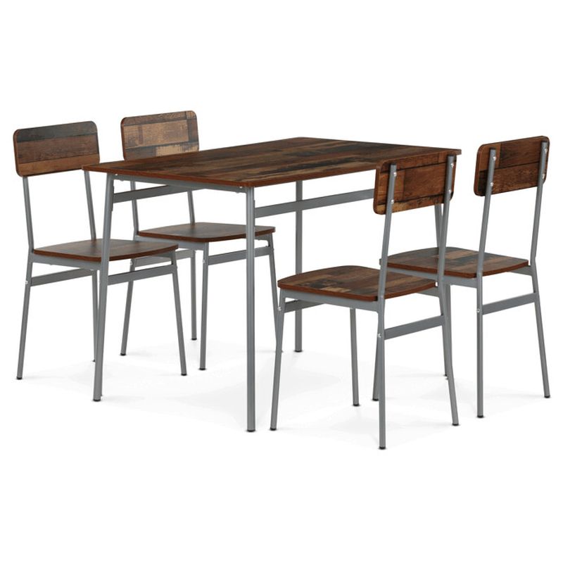 Jedálenský set, 4 stoličky, 110x70cm, MDF old wood, AUT-O2156 OLW2
