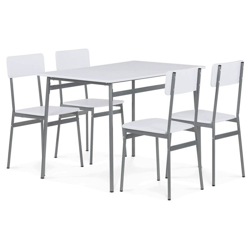 Jedálenský set, 4 stoličky, 110x70cm, MDF biela, AUT-O2156 WT