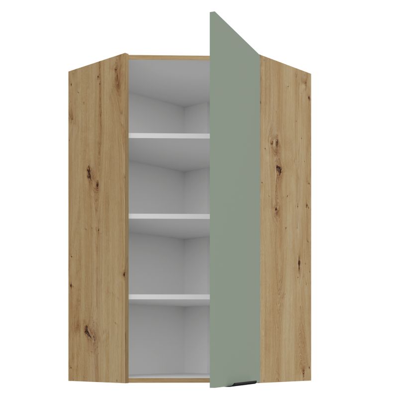 Horná rohová skrinka, 60cm, aquamarine, dub artisan, ARSANY 60x60 GN-108 1F
