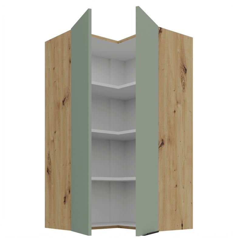 Horná rohová skrinka, 60cm, aquamarine, dub artisan, ARSANY 60x60 GN-108 2F