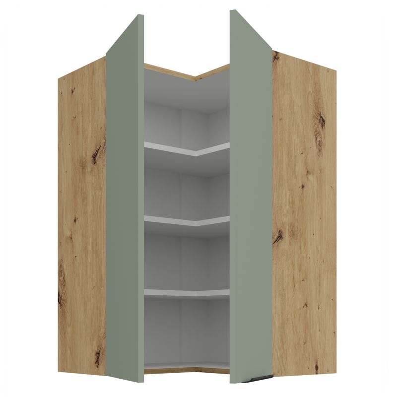 Horná rohová skrinka, 60cm, aquamarine, dub artisan, ARSANY 60x60 GN-90 2F