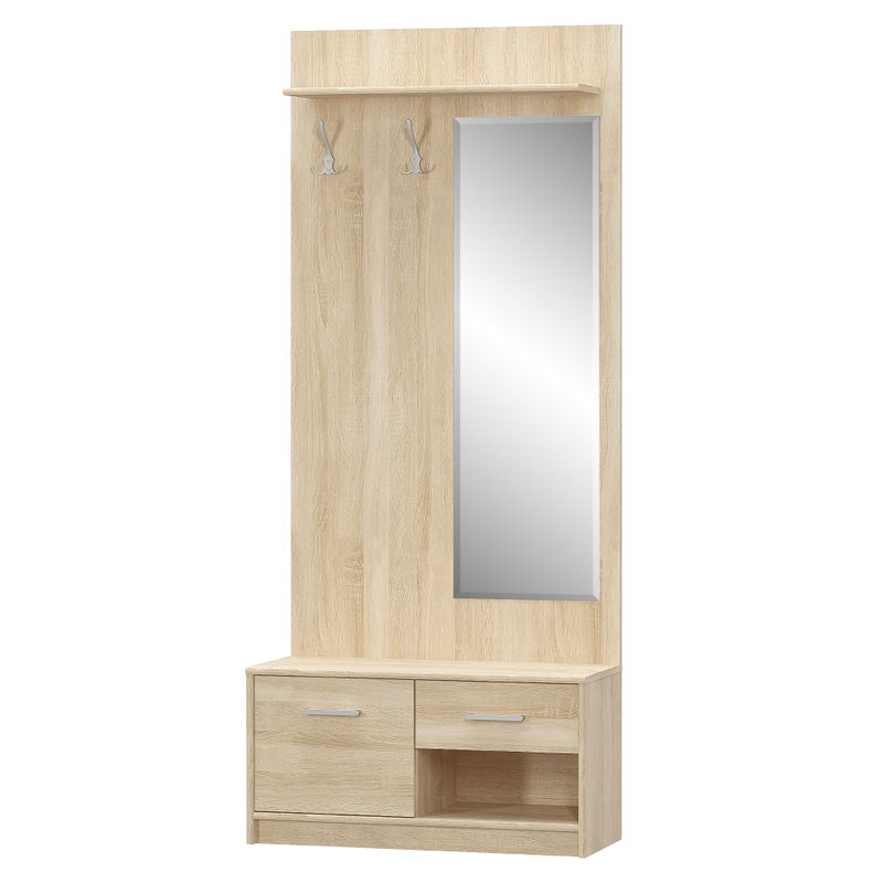 Vešiakový panel so zrkadlom, 83cm, dub sonoma, TEYO
