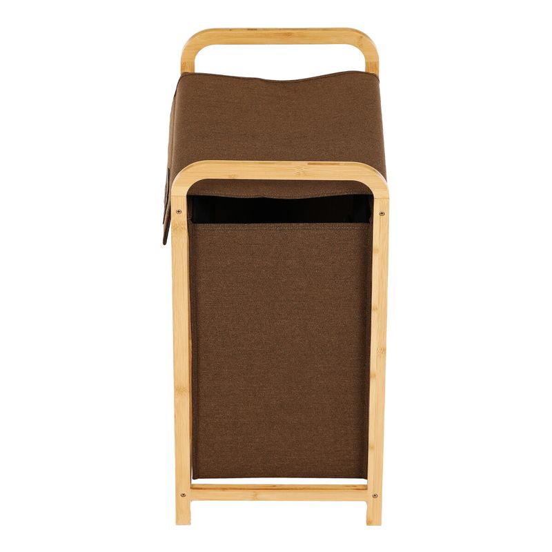 Kôš na prádlo, polyester, bambusová konštrukcia, farba hnedá