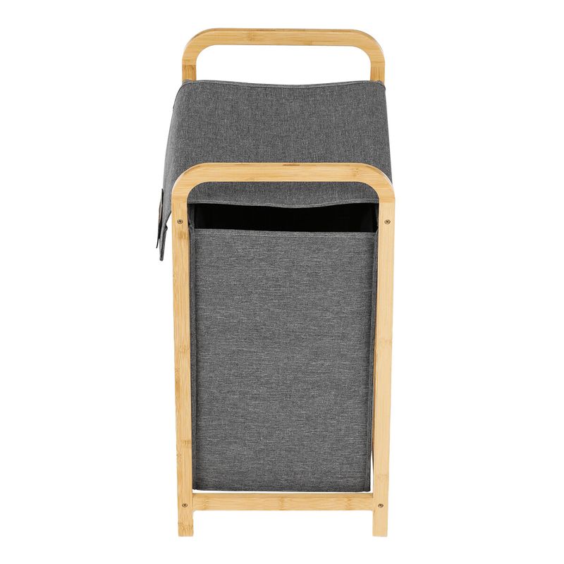 Kôš na prádlo, polyester, bambusová konštrukcia, farba sivá