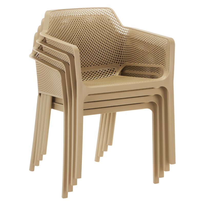 Plastové stohovateľné kreslo, sivohnedý Taupe plast, LAVTON