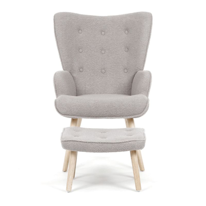 Relaxačné kreslo, ušiak, sivá látka bouclé, AK-319 GREY2