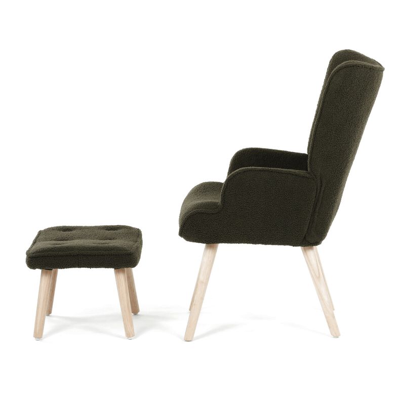 Relaxačné kreslo, ušiak, zelená látka bouclé, AK-319 GRN2