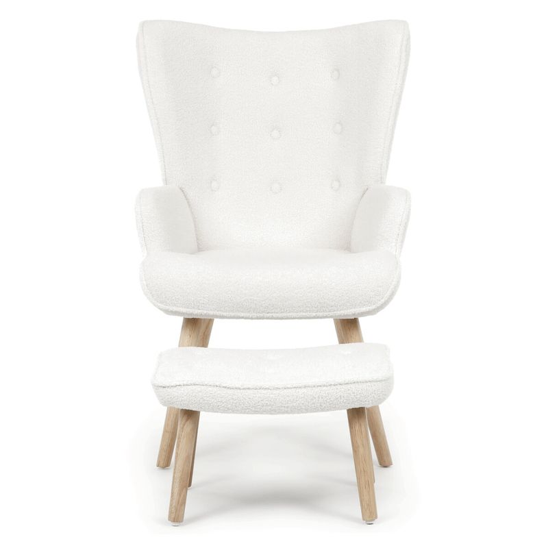 Relaxačné kreslo, ušiak, biela látka bouclé, AK-319 WT2