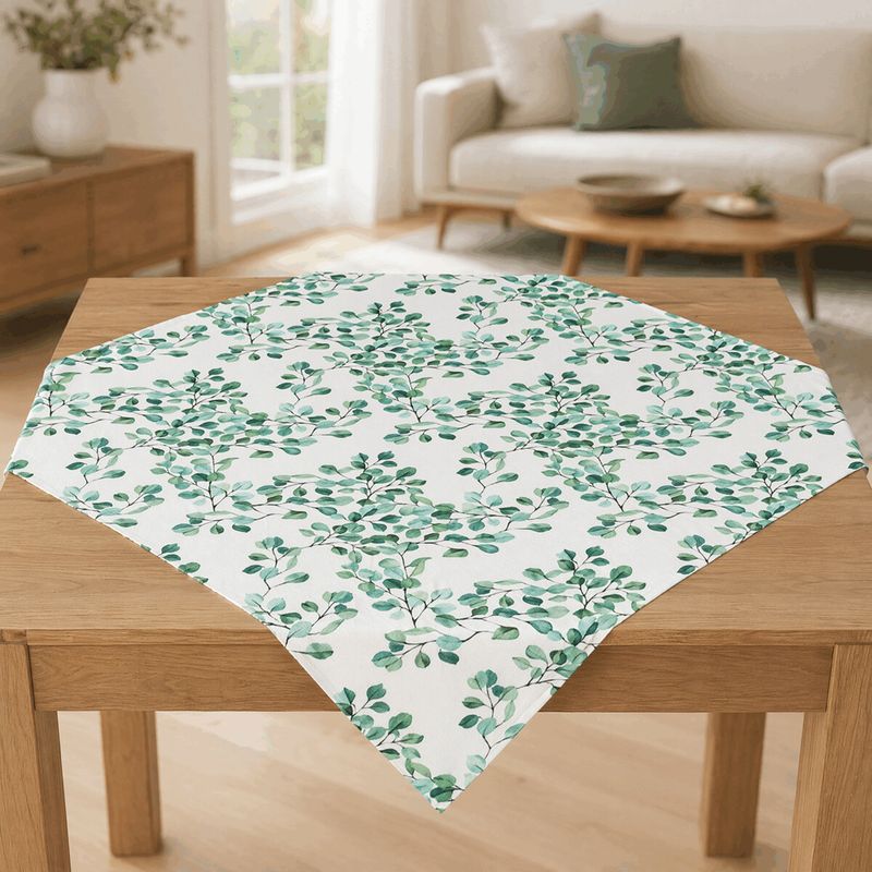 Obrus, vetvy so zelenými lístkami, 100% polyester, 80x80cm, UBR126-3